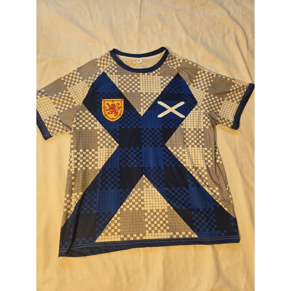 Scotland Soccer Football Jersey Youth XL Saltire Lion Rampant Blue Gray Shirt